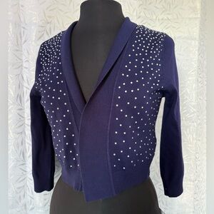 Ronni Nicole Navy Cardigan with Rhinestone Details